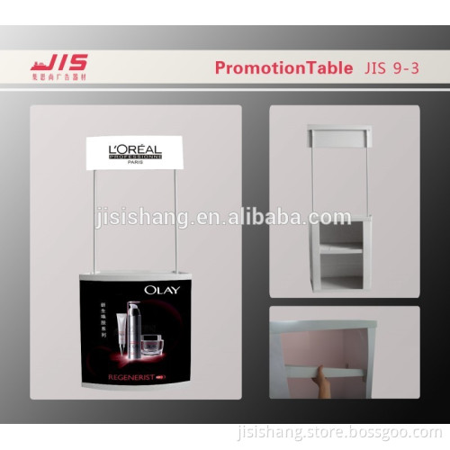 JIS9-3 trade shows exhibition 28*77 aluminum customize promotion table with screen